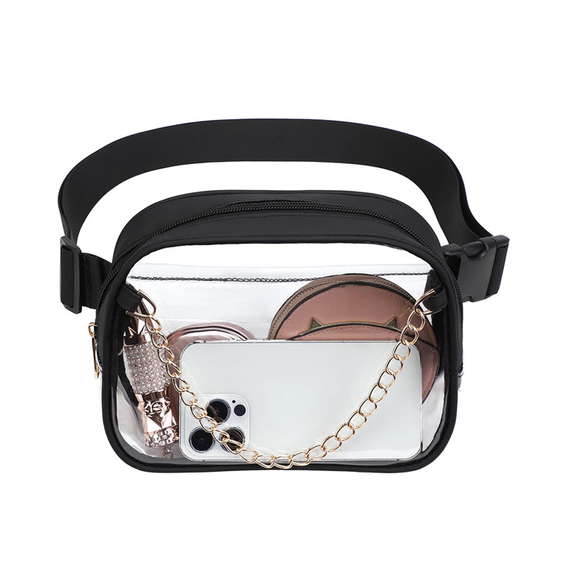 Tinyat Crossbody Bags for Women Clear Women Fanny Pack Belt Bag Stadium Approved Waterproof Waist Bags PVC Purse