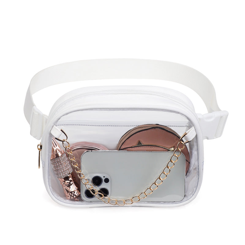 Tinyat Crossbody Bags for Women Clear Women Fanny Pack Belt Bag Stadium Approved Waterproof Waist Bags PVC Purse