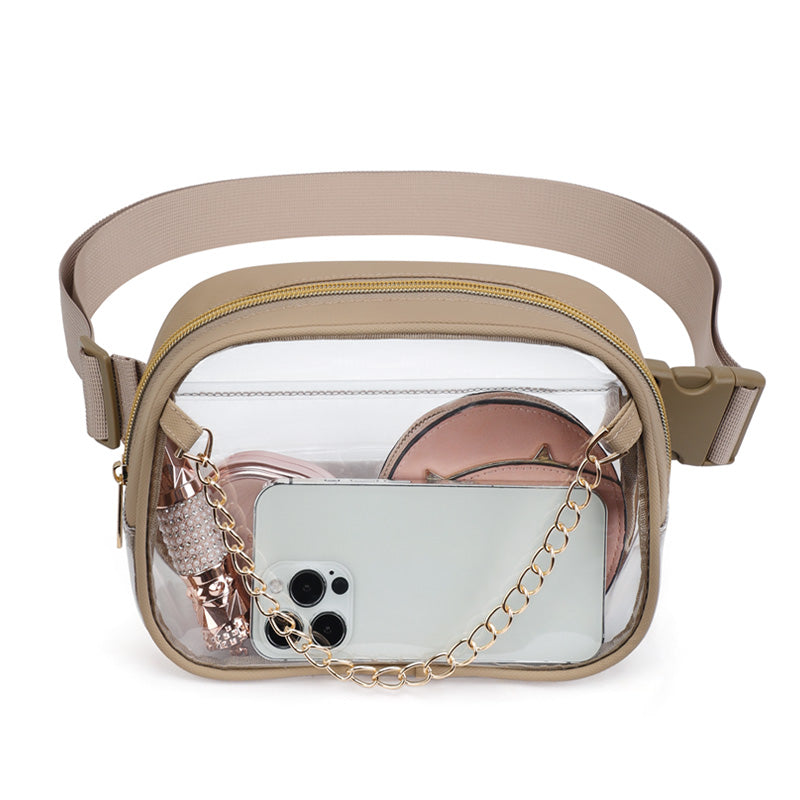 Tinyat Crossbody Bags for Women Clear Women Fanny Pack Belt Bag Stadium Approved Waterproof Waist Bags PVC Purse