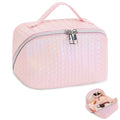 TINYAT Makeup Bags for Women Portable Cosmetic Bags Pouch Open Flat Toiletry Bag for Travel Daily Use