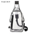 Tinyat Clear Sling Bag with USB Charging PVC Waterproof Crossbody Shoulder Bag for Men Women
