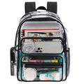 Tinyat Clear Backpack for Women Large Capacity Bookbag Waterproof PVC Shoulder Bag with Adjustable straps for College and Travel