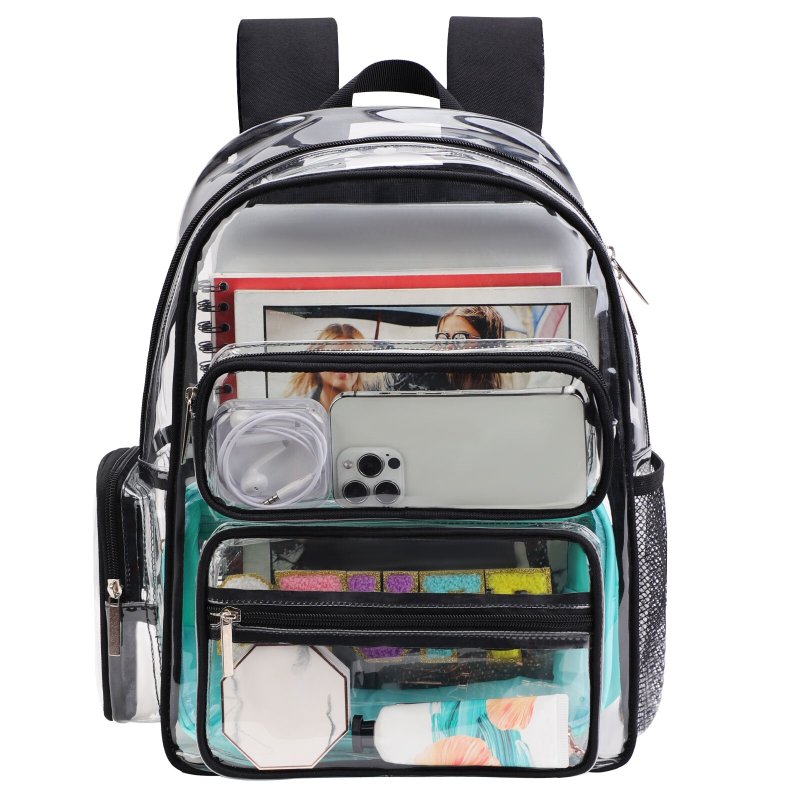 Tinyat Clear Backpack for Women Large Capacity Bookbag Waterproof PVC Shoulder Bag with Adjustable straps for College and Travel