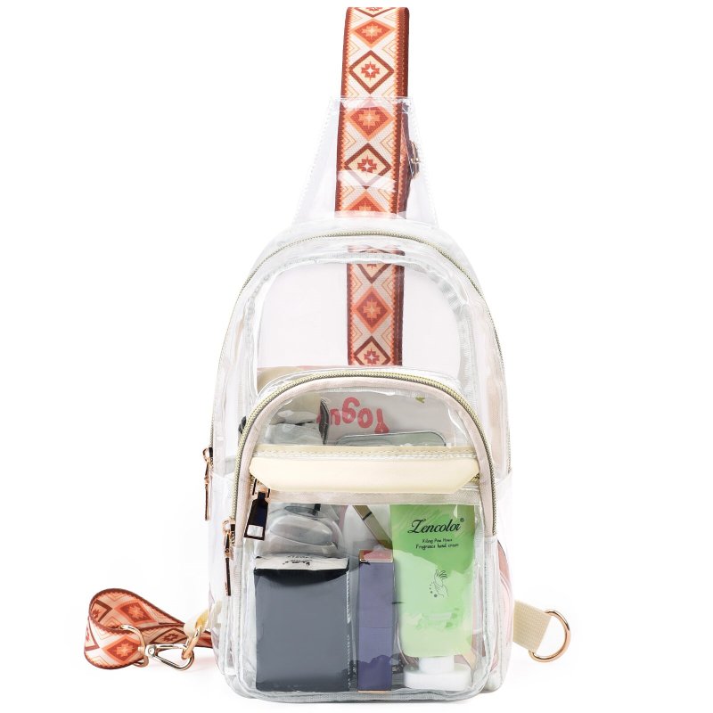 TINYAT Clear Sling Bag for Women Men Stadium Approved Clear Crossbody Bags PVC Chest Bag for Sport Events Concerts