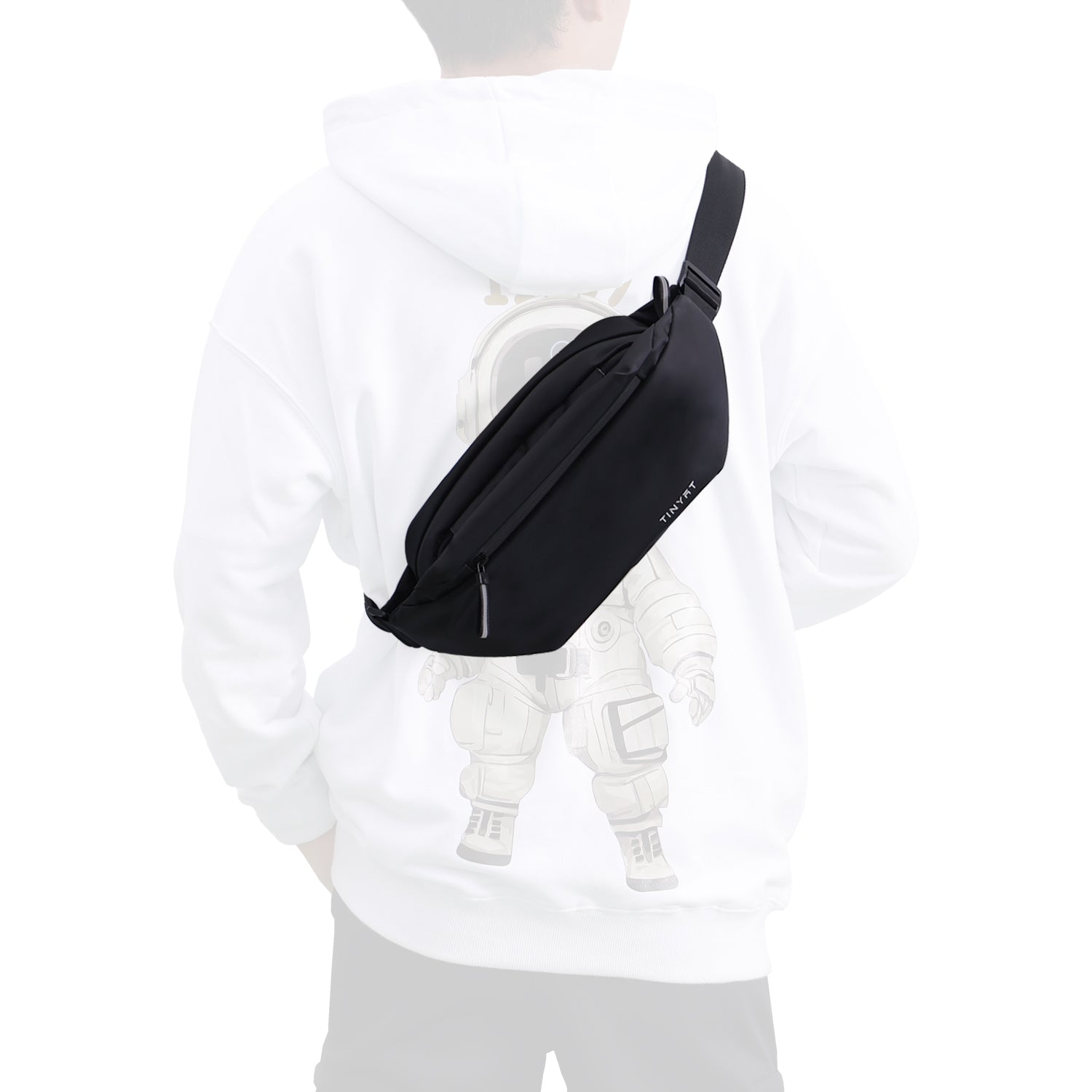 Tinyat Sports Fanny Packs for Men Waterproof Crossbody Waist Man Bag Unisex Black