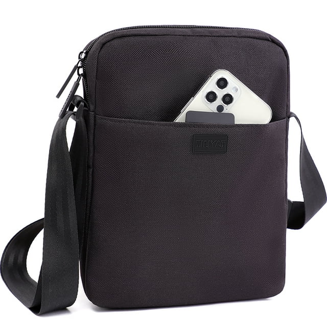 Tinyat Mens Messenger Bags Small Shoulder Sling Bags Crossbody Bags for Outdoor Work Business Black
