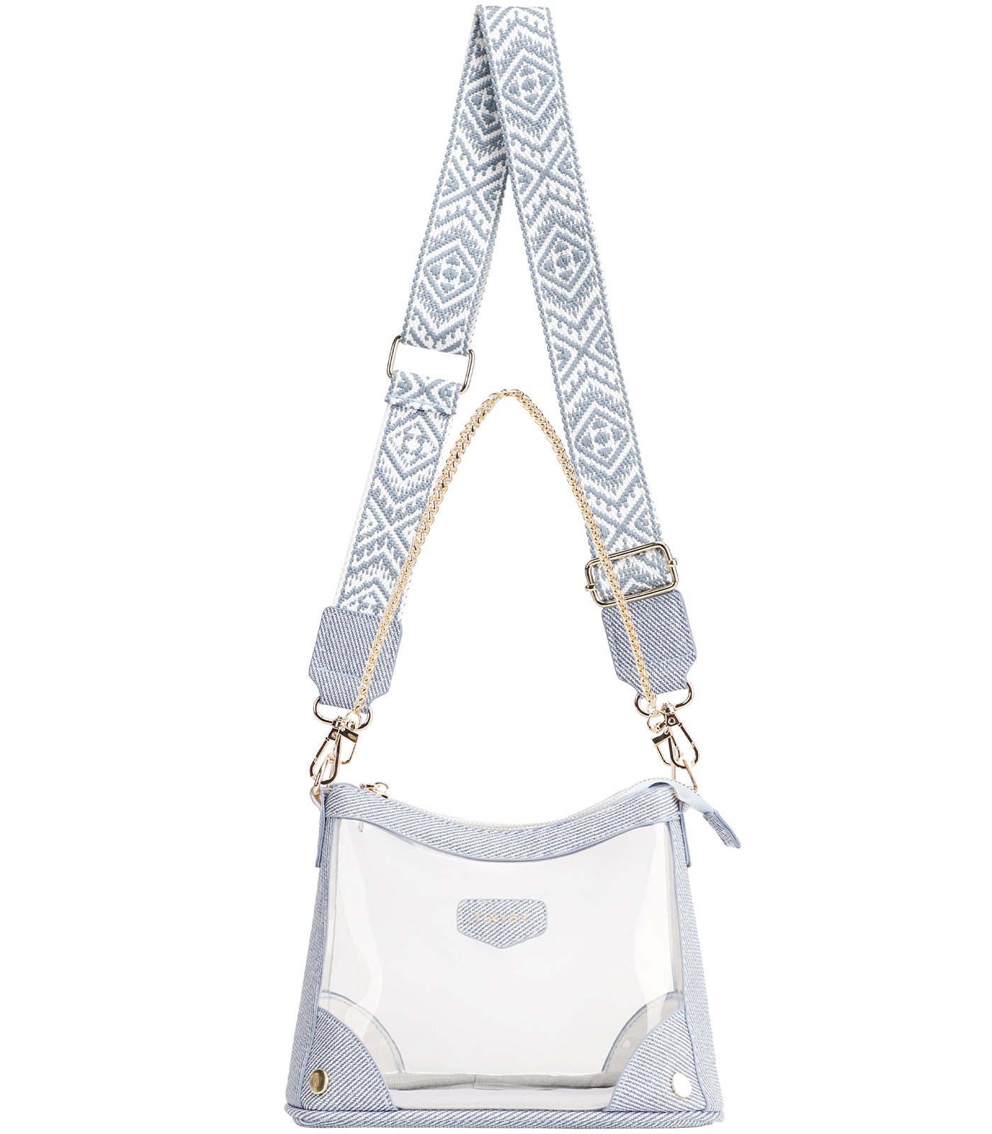 Tinyat Clear Crossbody Bag for Women Fashion Shoulder Bag with Metal Chain Multi-Scene Use for Outdoor Commute Concert