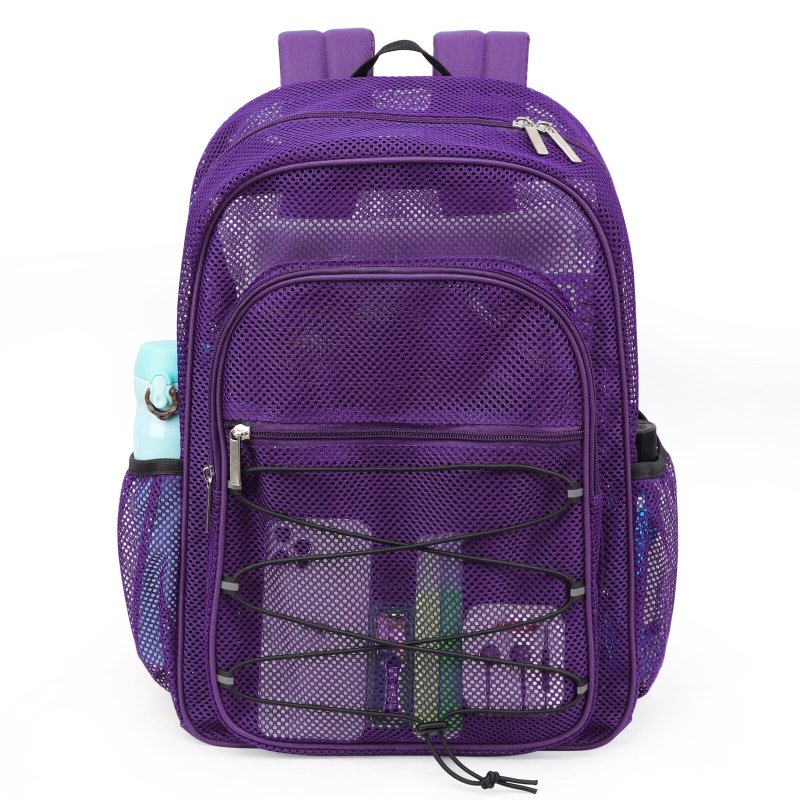 Tinyat Mesh Backpack for Women Men See Through Solid Color Bags Stadium Approved Shoulder Bag for Travel Swim Outdoor