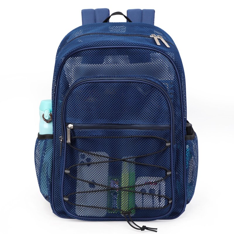 Tinyat Mesh Backpack for Women Men See Through Solid Color Bags Stadium Approved Shoulder Bag for Travel Swim Outdoor
