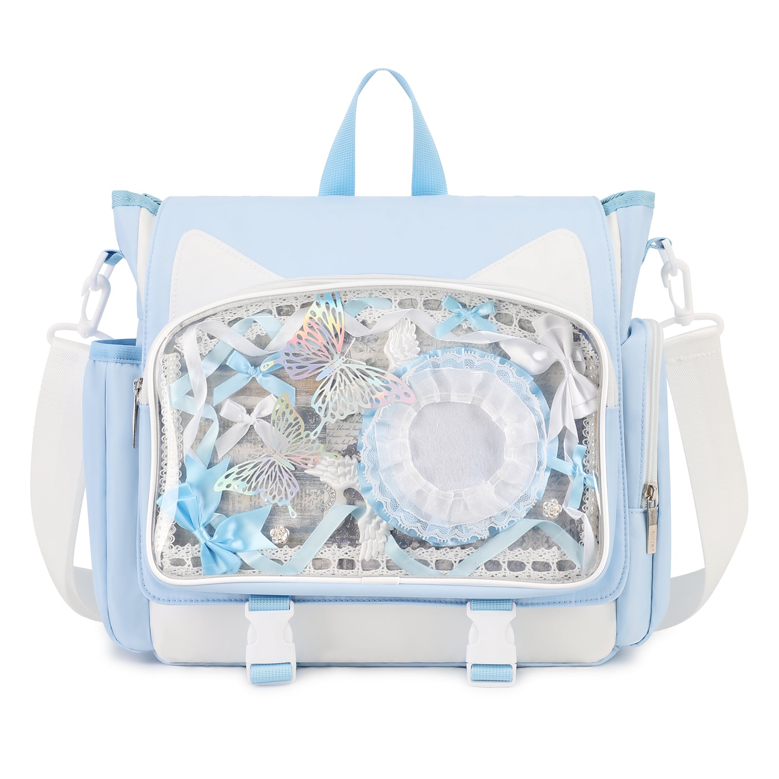 TINYAT Backpack for Women Cute Crossbody Bag DIY Kawaii Anime Y2K Cat Ita Bag for Shop Concert College