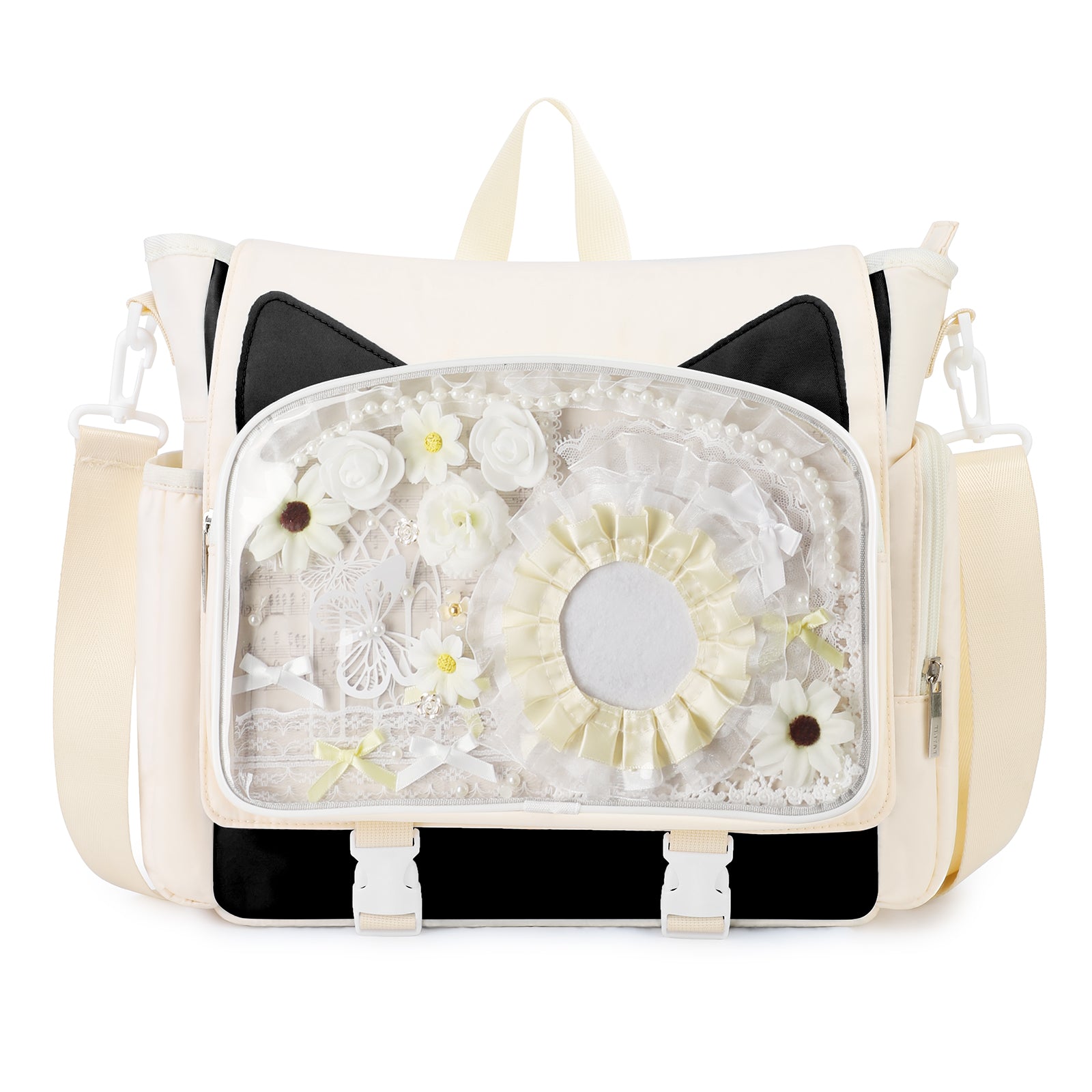 TINYAT Backpack for Women Cute Crossbody Bag DIY Kawaii Anime Y2K Cat Ita Bag for Shop Concert College