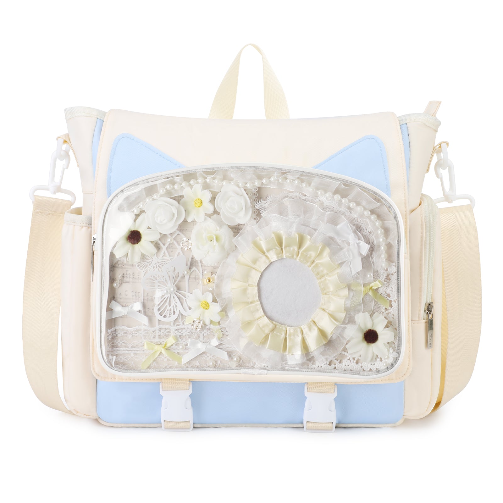 TINYAT Backpack for Women Cute Crossbody Bag DIY Kawaii Anime Y2K Cat Ita Bag for Shop Concert College