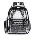 TINYAT Large Clear Backpack for Women Waterproof PVC School Backpack Book Bags for Teen for Stadium Events Shop Travel Black