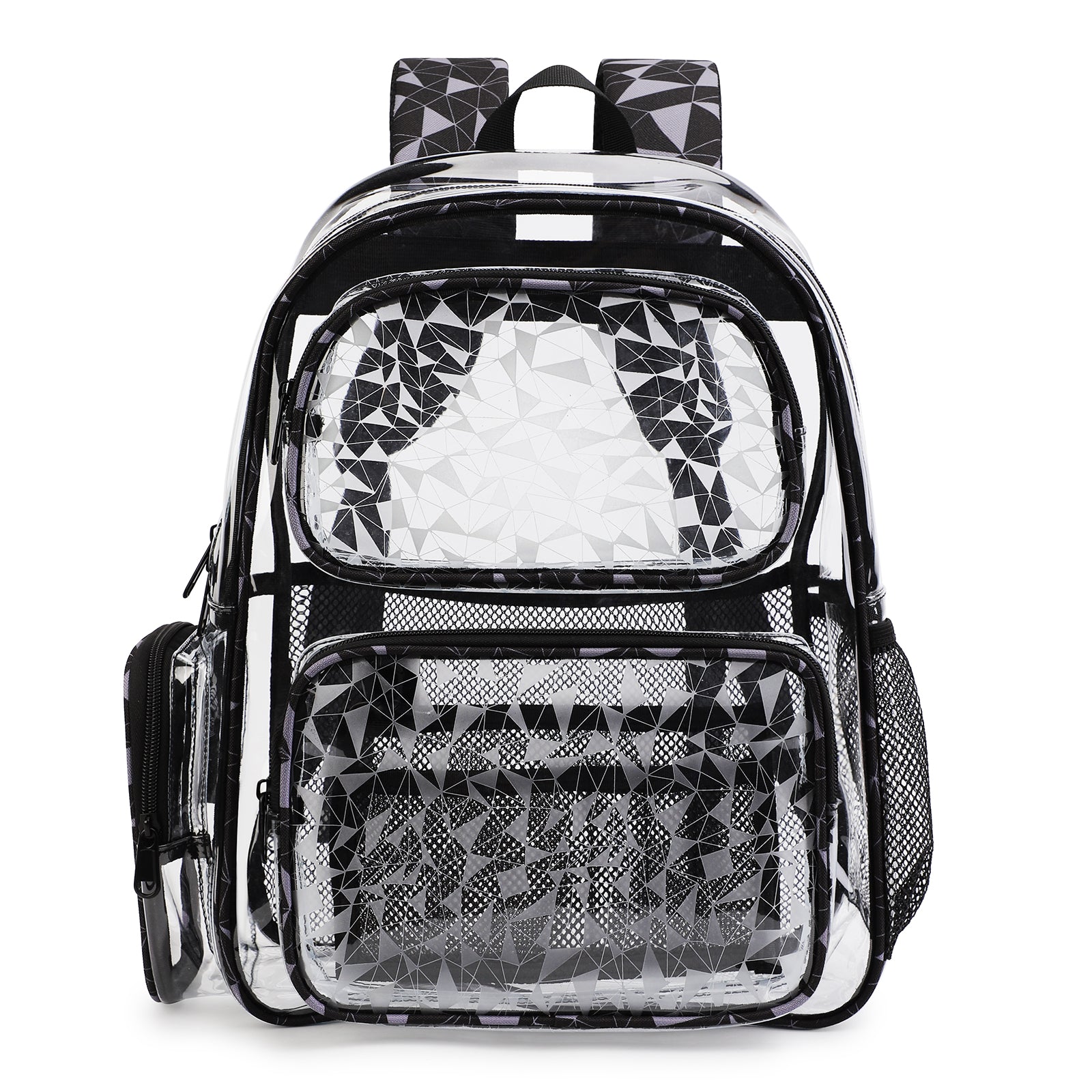 TINYAT Large Clear Backpack for Women Waterproof PVC School Backpack Book Bags for Teen for Stadium Events Shop Travel Black
