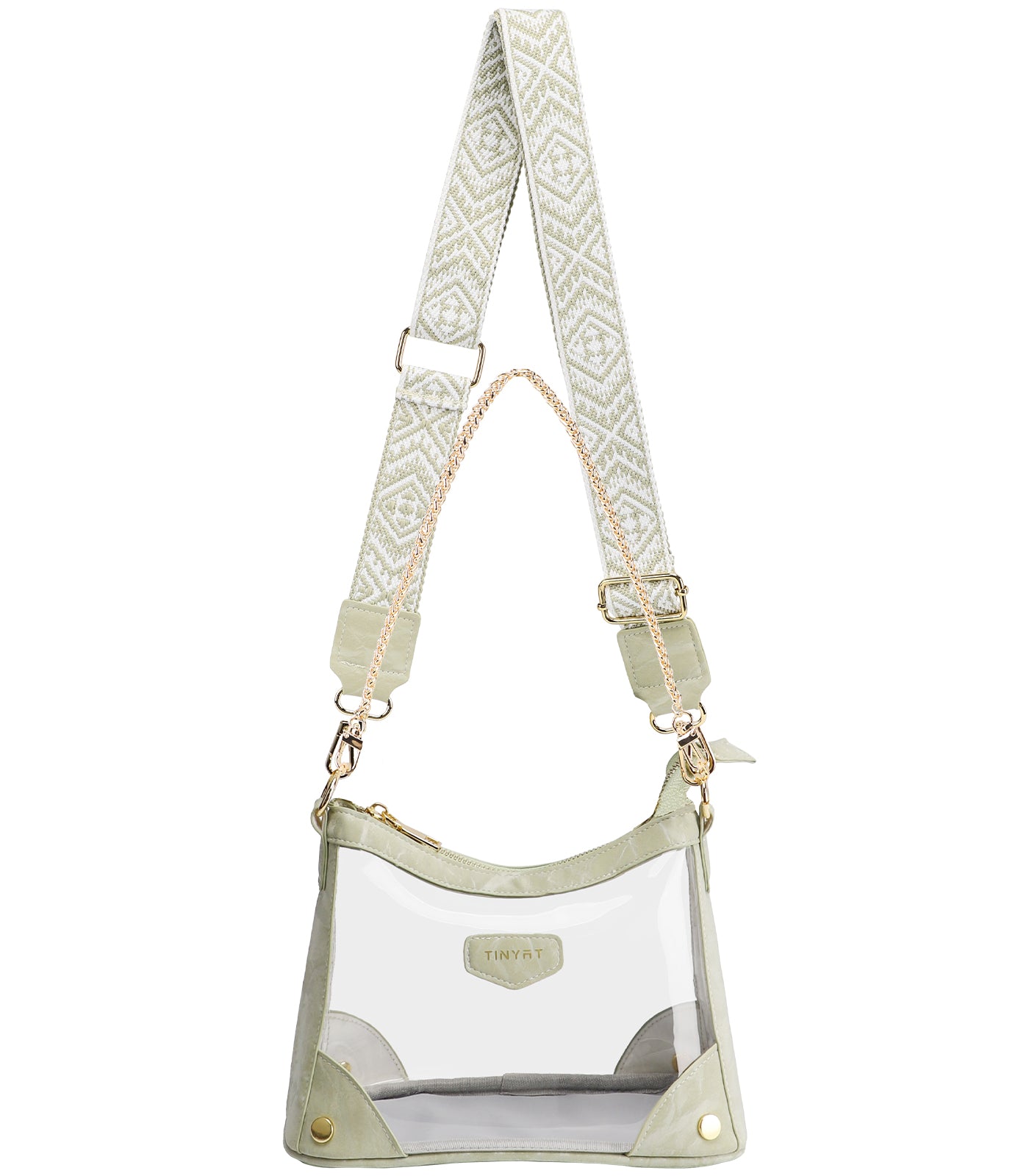 Tinyat Clear Crossbody Bag for Women Fashion Shoulder Bag with Metal Chain Multi-Scene Use for Outdoor Commute Concert