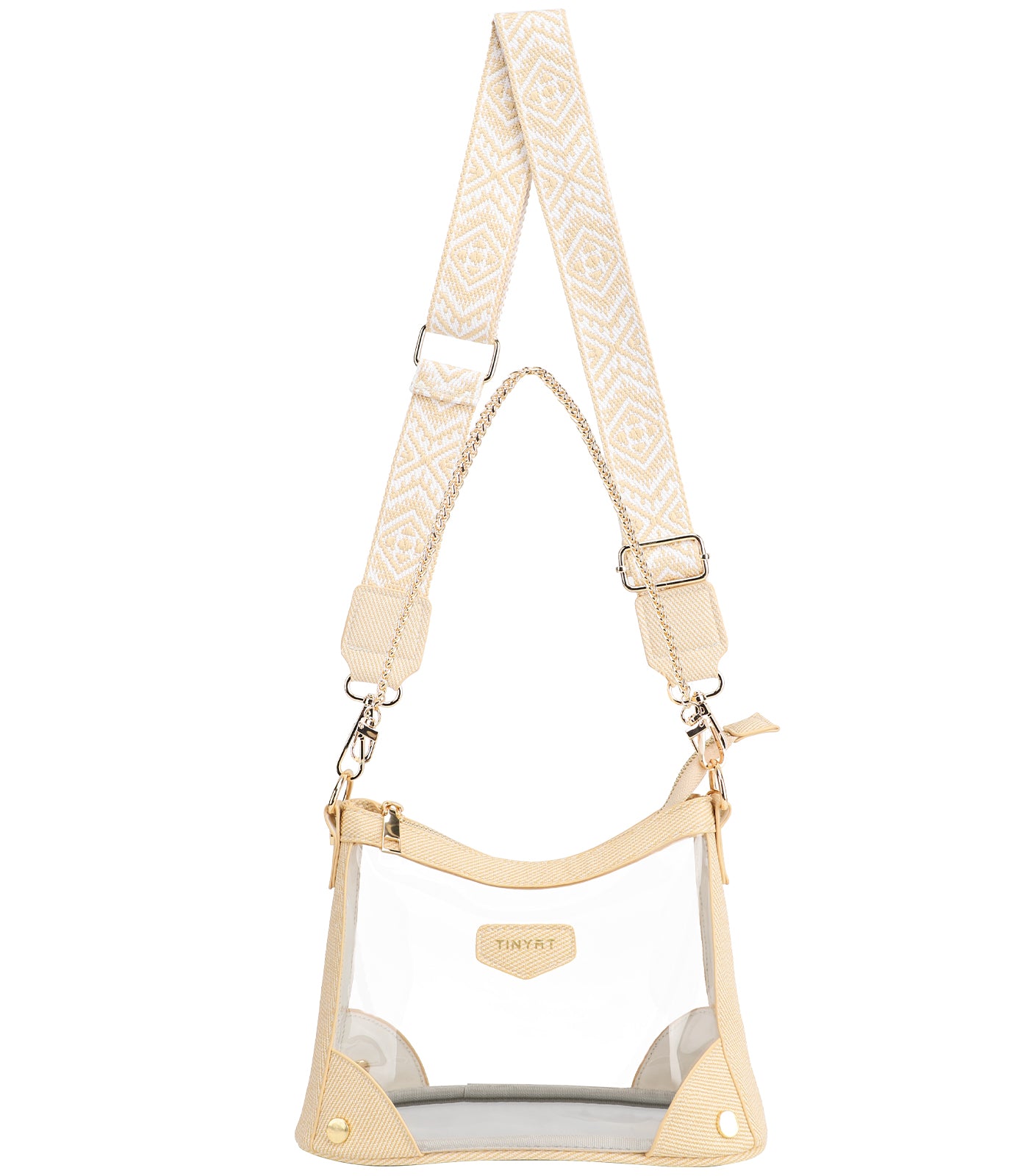 Tinyat Clear Crossbody Bag for Women Fashion Shoulder Bag with Metal Chain Multi-Scene Use for Outdoor Commute Concert