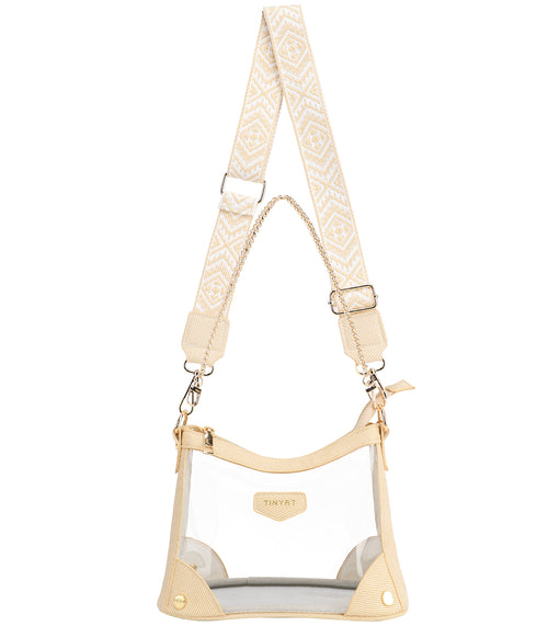 Tinyat Clear Crossbody Bag for Women Fashion Shoulder Bag with Metal Chain Multi-Scene Use for Outdoor Commute Concert