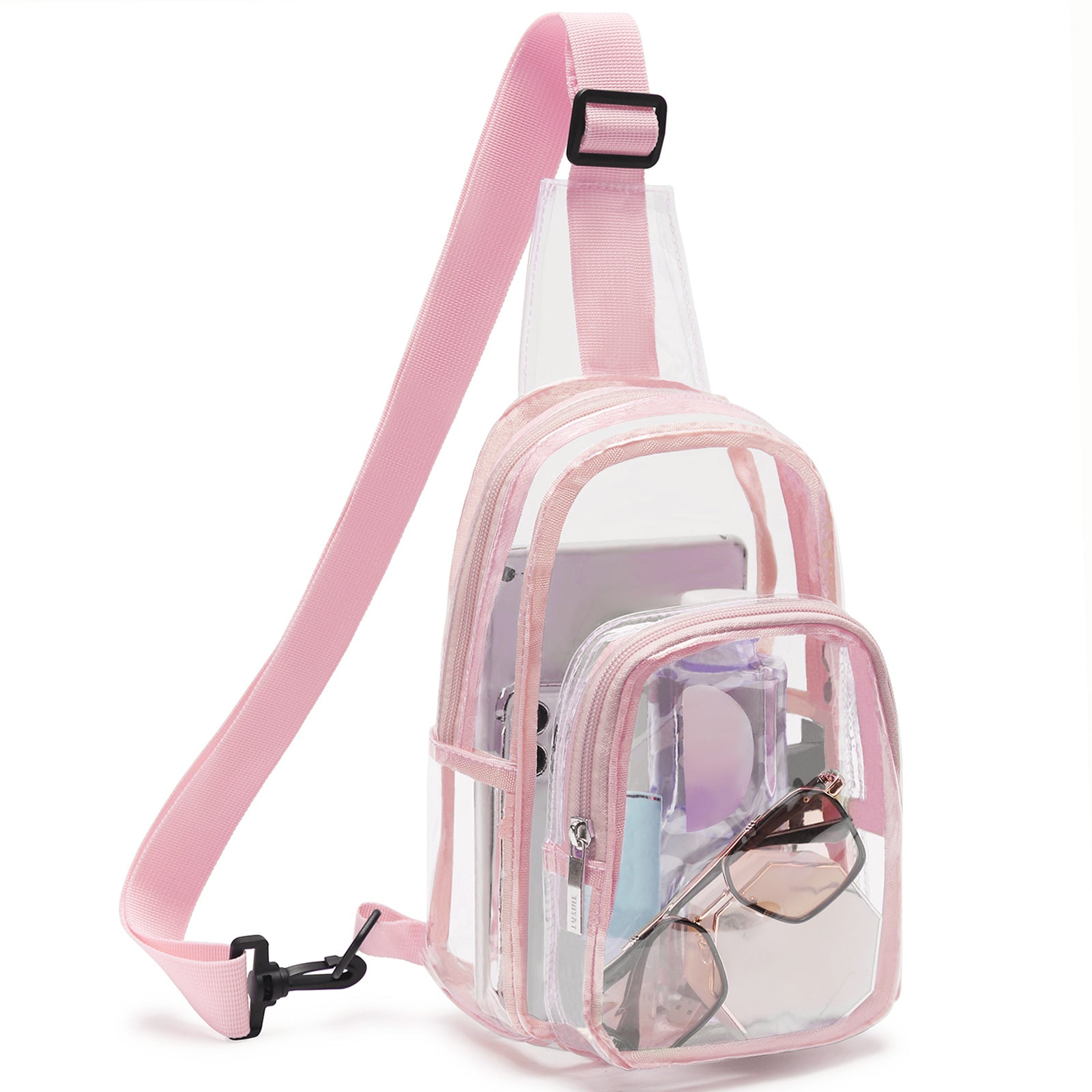 Tinyat Clear Sling Bag for Women Pvc Men Waterproof Usb Crossbody Bag for Men and Women concerts, sports events