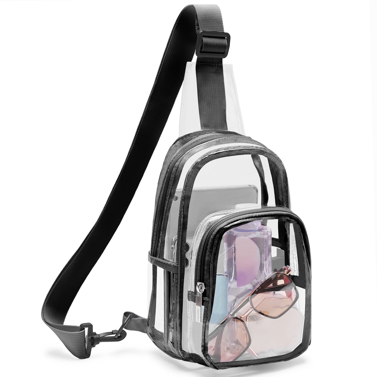 Tinyat Clear Sling Bag for Women Pvc Men Waterproof Usb Crossbody Bag for Men and Women concerts, sports events