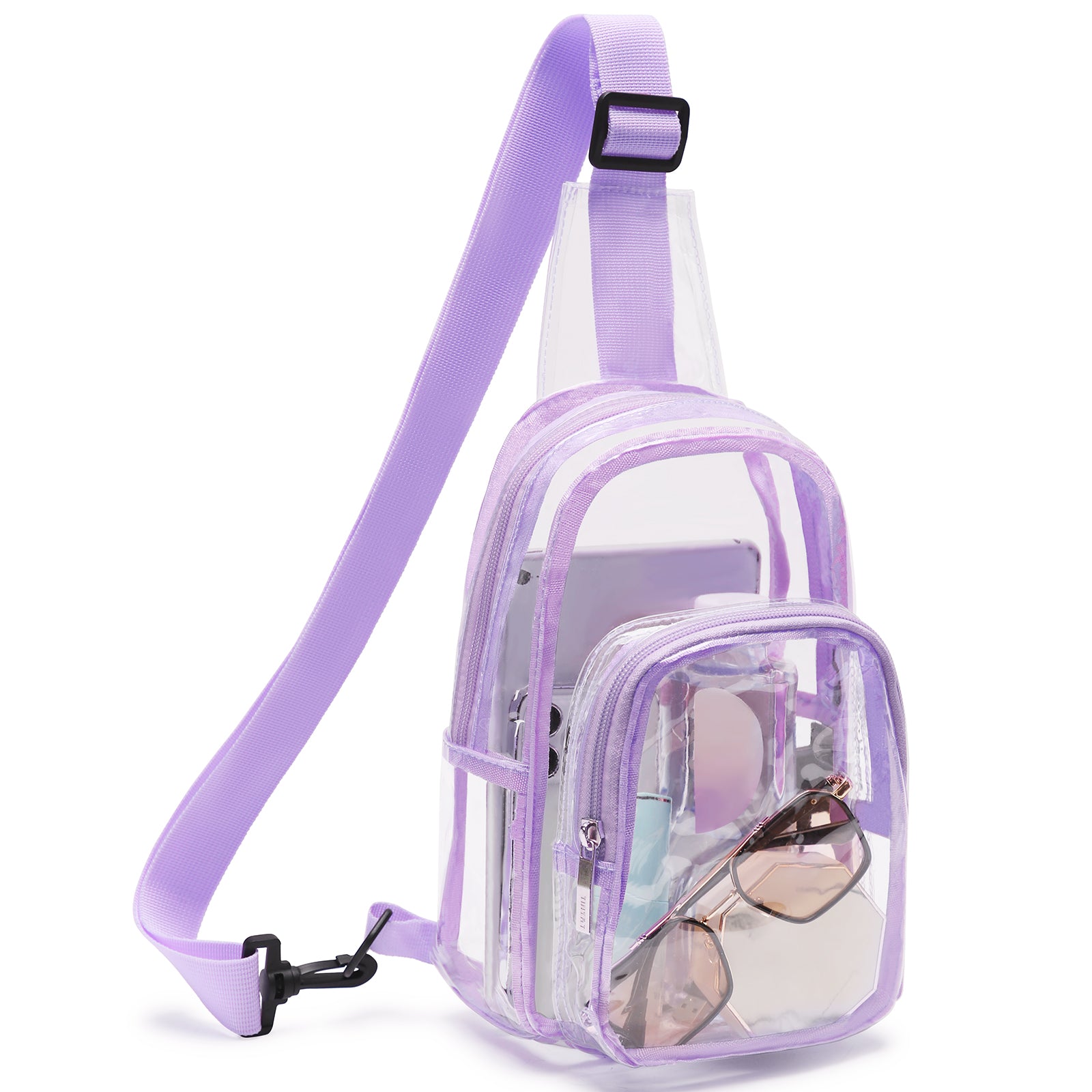 Tinyat Clear Sling Bag for Women Pvc Men Waterproof Usb Crossbody Bag for Men and Women concerts, sports events