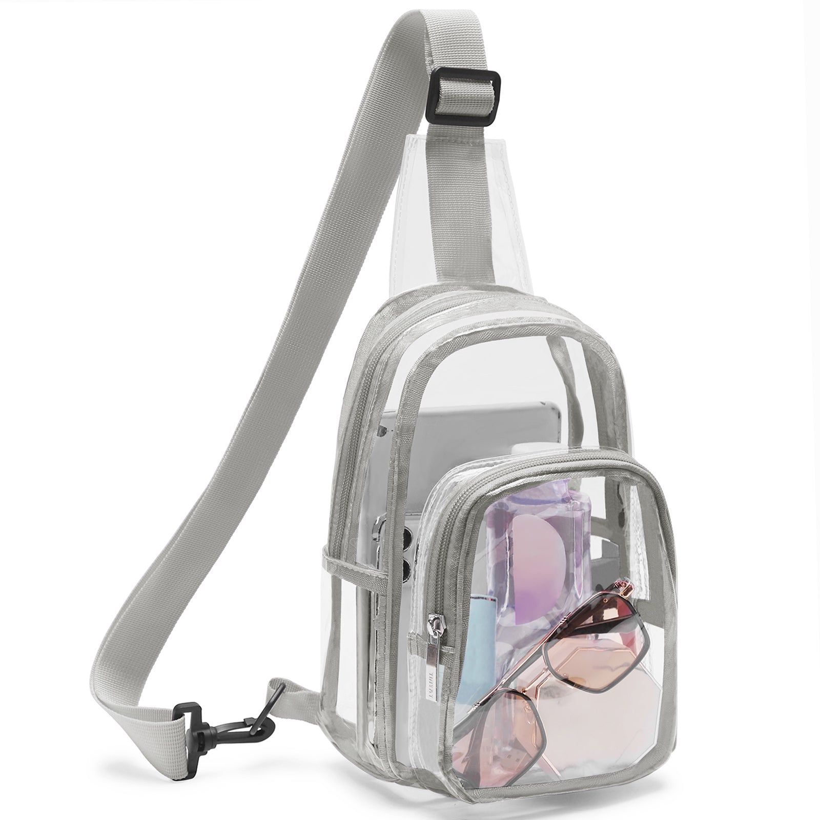 Tinyat Clear Sling Bag for Women Pvc Men Waterproof Usb Crossbody Bag for Men and Women concerts, sports events