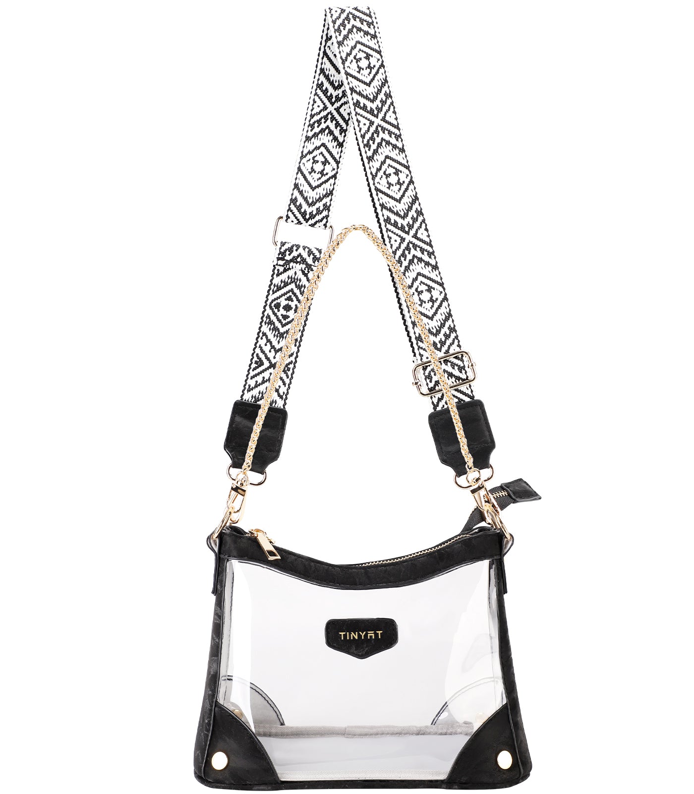 Tinyat Clear Crossbody Bag for Women Fashion Shoulder Bag with Metal Chain Multi-Scene Use for Outdoor Commute Concert
